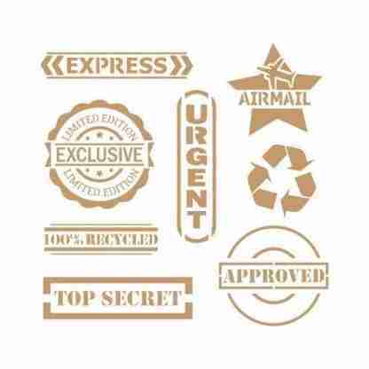 Stencil vintage labels 25 x 25 cm