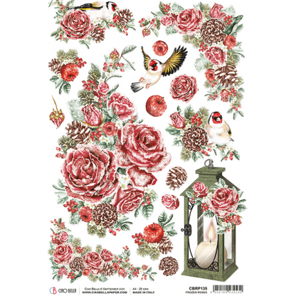 Ciao Bella rice paper Frozen roses A4