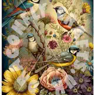 Dragonflycraft Rice paper Whimsical birds 1