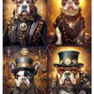 Dragonflycraft Rice paper steampunk dogs multi