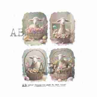 AB Studio decoupage rice paper A4 ID-4804 voorjaars lammetjes