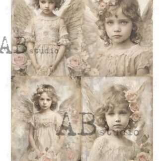 AB Studio decoupage rijst papier A4 ID-5109 engeltjes