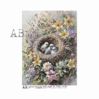 AB Studio decoupage rijst papier A4 ID-4846 voorjaars nest