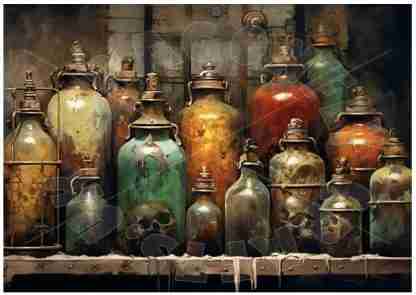 Dragonflycraft Rice paper Grungy Potion Bottles 2