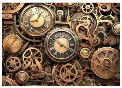 Dragonflycraft Rice paper clockwork background 1 A2 formaat