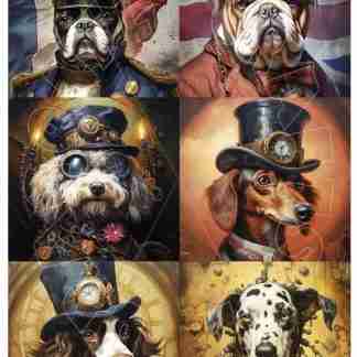 Dragonflycraft Rice paper Steampunk dogs 2 multi