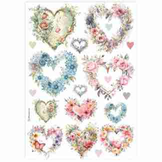 Stamperia Rice Paper Hearts A4