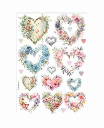 Stamperia Rice Paper Hearts A4