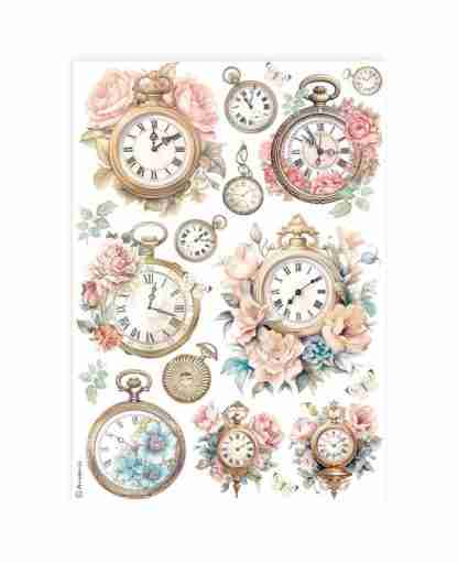 Stamperia Rice Paper Clocks A4