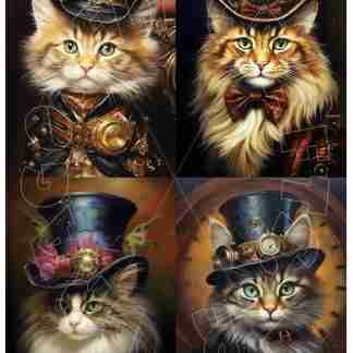 Dragonflycraft Rice paper steampunk cats multi