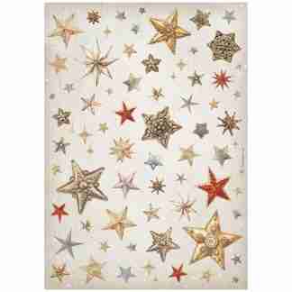 Stamperia Rice Paper Gear up for Christmas Stars A4