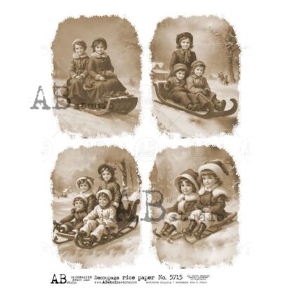 AB Studio rice paper A4 ID-5715 vintage kerst