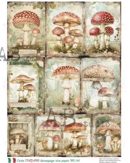 Carte Italiano rice paper A4 - ID141 paddestoelen