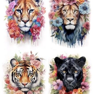 Dragonflycraft Rice paper Floral Big Cats Multi