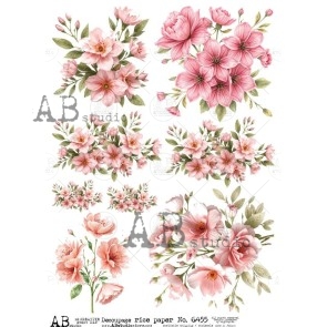 AB Studio bloemen decoupage rice paper A4 ID-6455