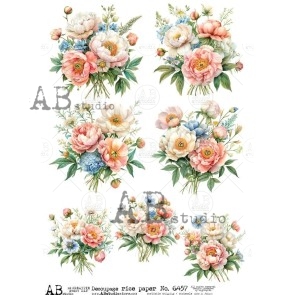 AB Studio bloemen decoupage rice paper A4 ID-6457