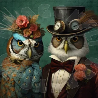 Dragonflycrafts decoupage rijst papier Mr & Mrs Hoot 1