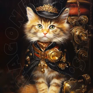 Dragonflycrafts decoupage rijst papier Steampunk kitten