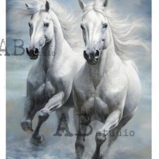 Decoupage rice paper A4 Milky Valley ID-752 paarden naar links