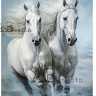 Decoupage rice paper A4 Milky Valley ID-751 paarden naar rechts
