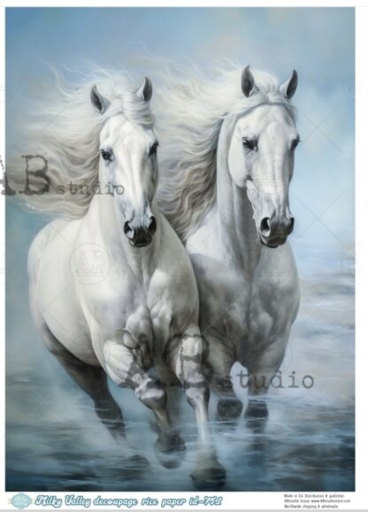 Decoupage rice paper A4 Milky Valley ID-751 paarden naar rechts