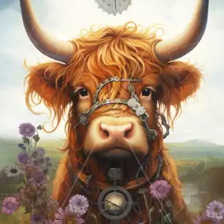 Dragonflycrafts decoupage paper Steampunk Highland Cow 2