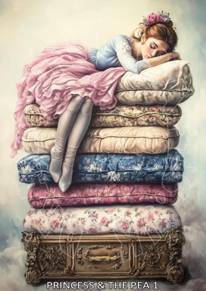Dragonflycrafts decoupage paper Princess and the Pea 1
