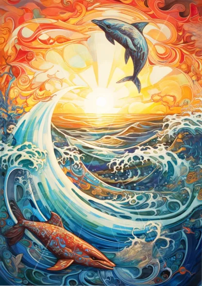 Dragonflycraft decoupage papier Dancing Dolphins