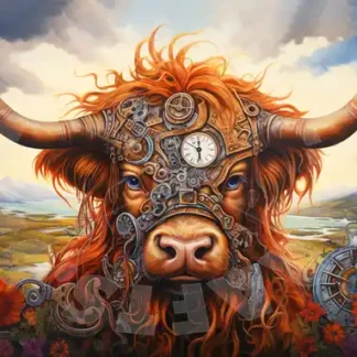Dragonflycrafts decoupage paper Steampunk Highland Cow