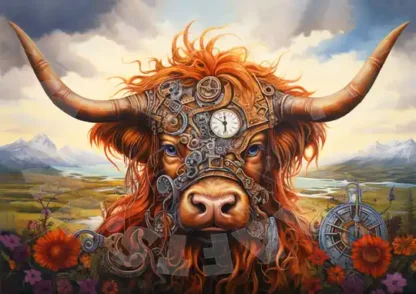 Dragonflycrafts decoupage paper Steampunk Highland Cow