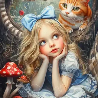 Dragonflycraft decoupage papier Curios Alice & the Cheshire Cat