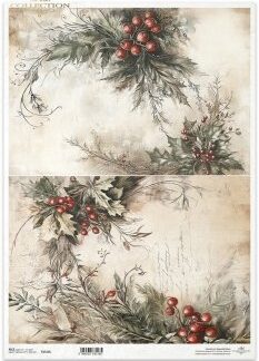 ITD Decoupage Rice paper kerst achtergrond R1516L- A3