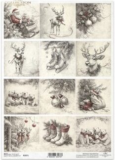 ITD Decoupage Rice paper kerst tekening R2671- A4