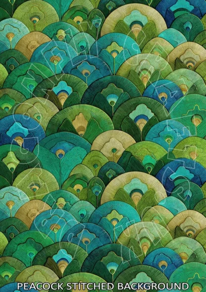 Dragonflycraft decoupage papier Peacock Stitched Background
