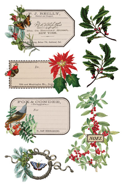 IOD kerst transfer blok Winter Botanist ( 8 vellen) limited edition - Afbeelding 9