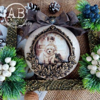 Plastic kerstbal medallion 120mm - Afbeelding 3