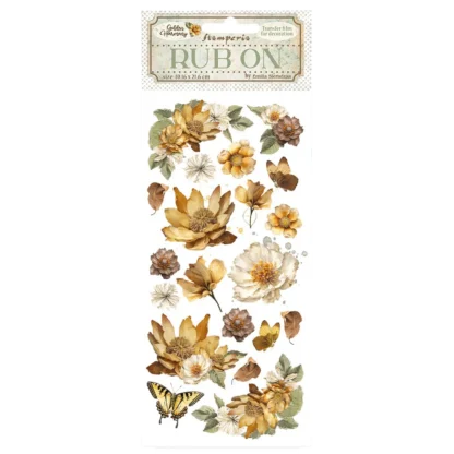 Stamperia Rub On Golden Harmony 10,16 x 21,6cm Flowers