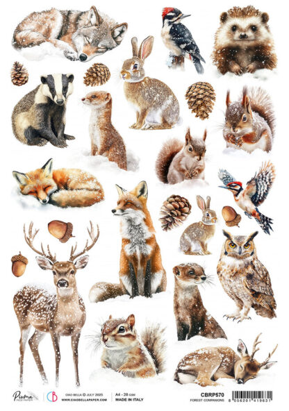 Ciao Bella A4 Rice Paper Forest Companions