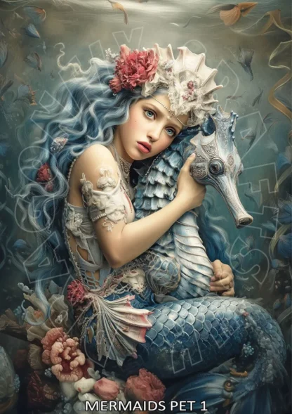Dragonflycraft decoupage paper Mermaids Pet 1