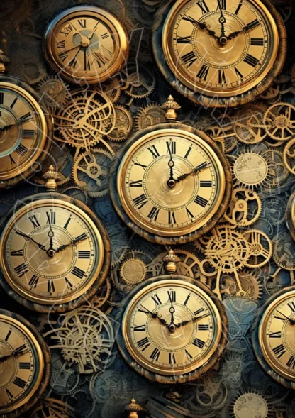 Dragonflycraft Rice paper Clockwork background 3