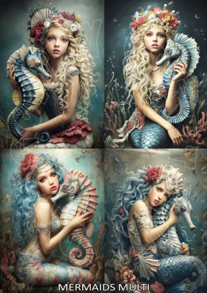 Dragonflycrafts Mermaids Pet Multi 1 Rice Paper