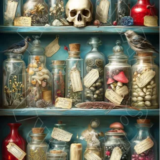 Dragonflycrafts decoupage papier Apothecary shelves 2