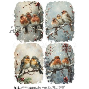 AB Studio winter vogels rice paper A4 ID-7024