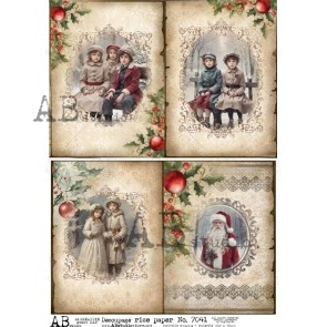 AB Studio vintage kerst rice paper A4 ID-7041