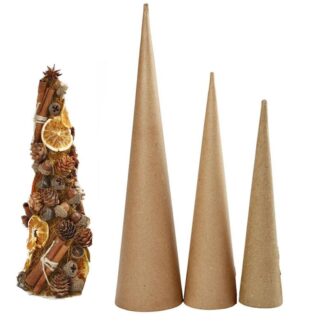 Papier Maché Hoge Kegels 3 stuks H: 30-40-50 cm