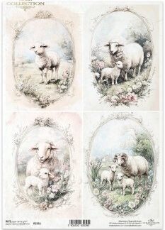 ITD Decoupage Rice paper schaapjes R2561 - A4