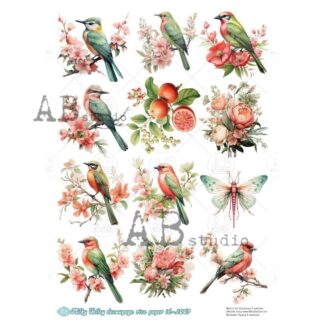 milky valley A4 vogel decoupage rice paper ID-1007