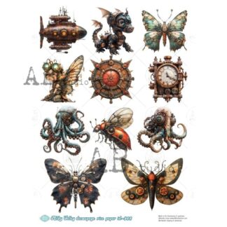 milky valley A4 steampunk decoupage rice paper ID-966