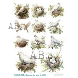 milky valley A4 duiven decoupage rice paper ID-1017