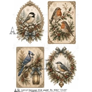 AB Studio kerst vogels decoupage A4 ID-8069